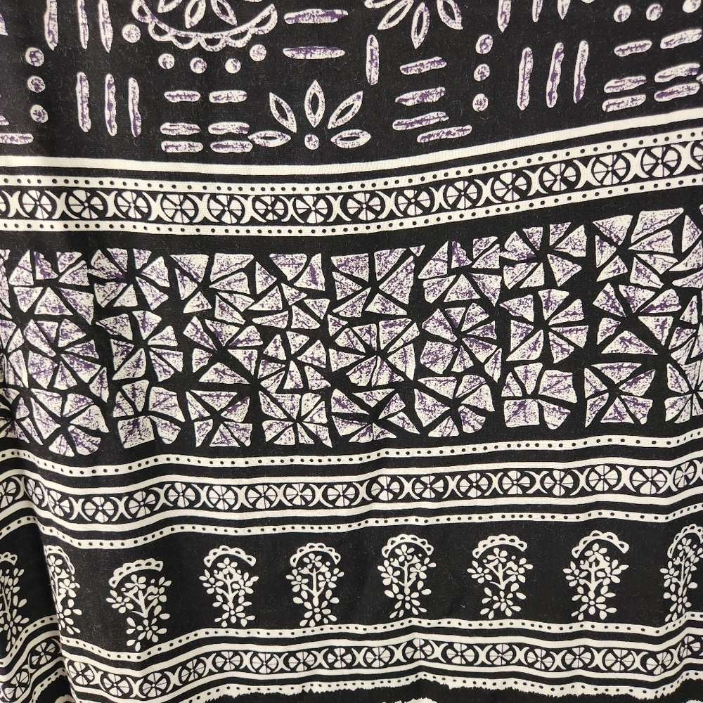 Vintage 90s Black Aztec Print Summer Midi Dress 1990s Sheath Sundress Beach Boho - Picture 9 of 13